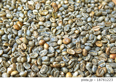 Raw unroasted bali coffee beans background 18761223