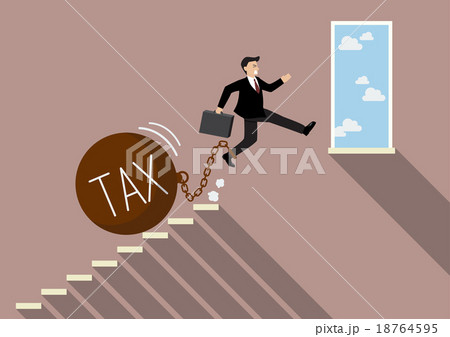 Businessman jumping to success with heavy tax 18764595