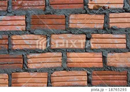 Building brick block wall on construction plant Building brick block wall on construction plant 18765293