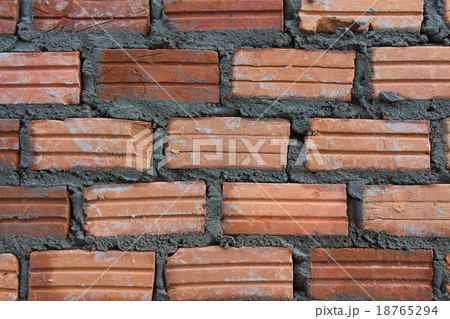 Building brick block wall on construction plant Building brick block wall on construction plant 18765294