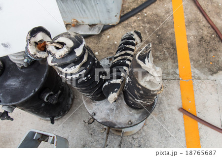 Transformer bushing bomb blast damaged 18765687