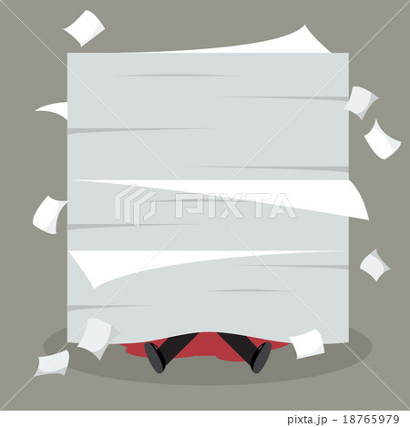 Businessman under a lot of documents 18765979