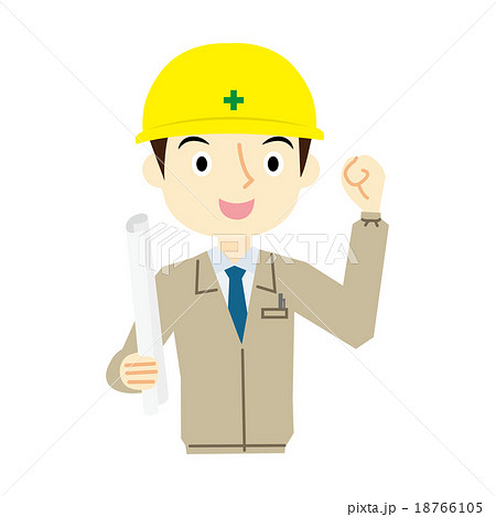 男性作業員　表情 18766105