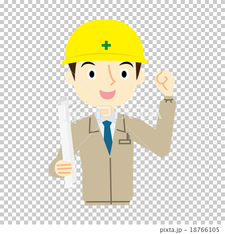 男性作業員　表情 18766105