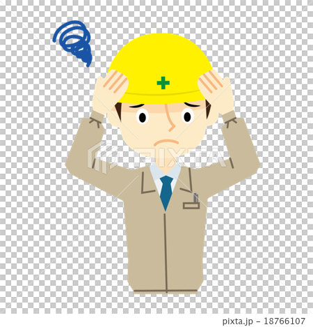 男性作業員　表情 18766107