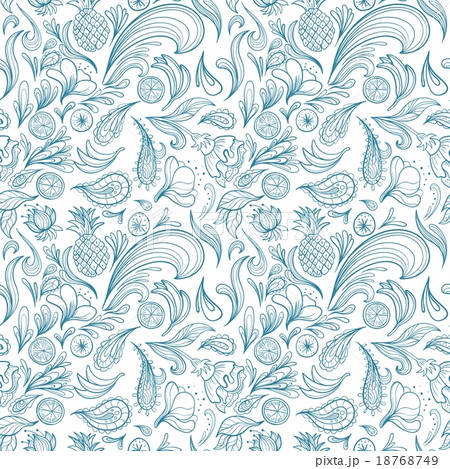 Tropical Outline Vector Pattern Tropical Outline Vector Pattern 18768749