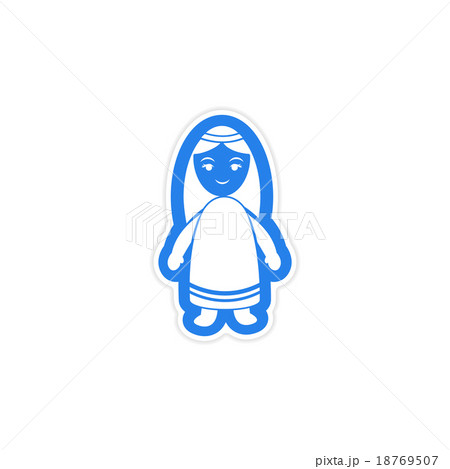 paper sticker on white background virgin Mary 18769507