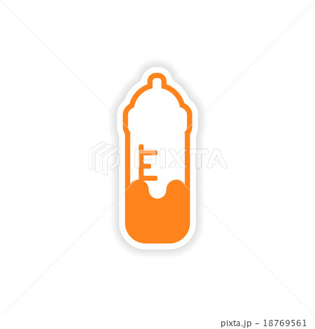 paper sticker baby bottle on white background paper sticker baby bottle on white background 18769561