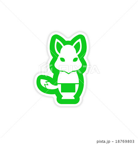 stylish paper sticker on white background fox 18769803