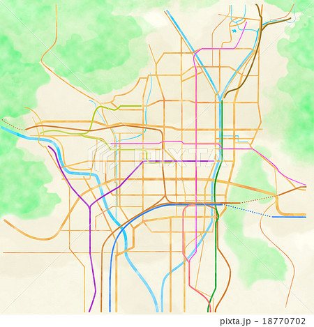 京都の略地図のイラスト素材