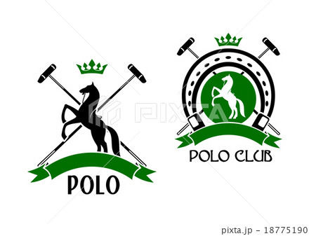 Polo club emblem with horse and sport items 18775190