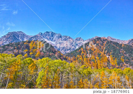 秋の上高地　横尾付近から見た前穂高岳 18776901