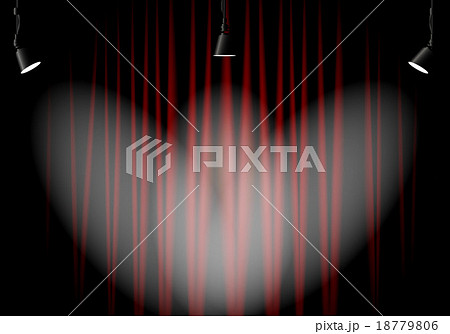 Lighting stage with red curtains 18779806