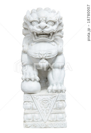 white marble Chinese Imperial Lion, Guardian Lion 18780007
