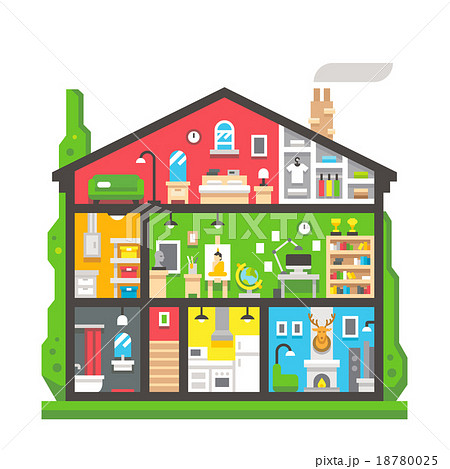 Flat design home interior side view Flat design home interior side view 18780025