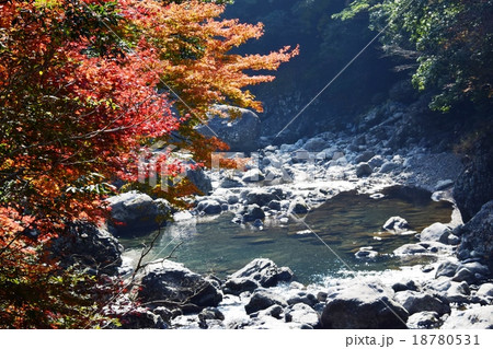 祝子川の紅葉と大崩山 18780531