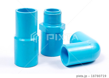 blue pvc pipe connection isolated 18780719