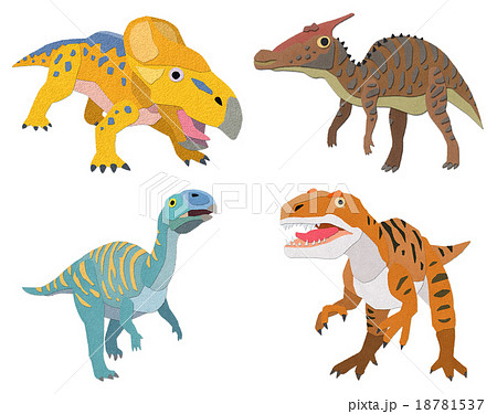 恐竜 プロトケラトプス サウロロフス ムッタブラサウルス フクイラプトル のイラスト素材