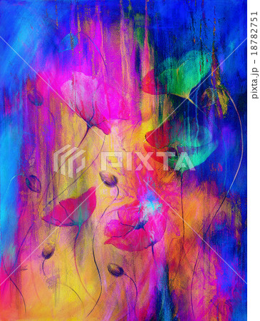 Painting Color poppy on color background. Color Painting Color poppy on color background. Color 18782751