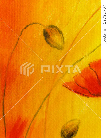 poppy painting on orange background. Poppy Flower poppy painting on orange background. Poppy Flower 18782797