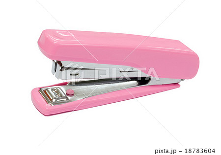 Pink stapler isolated on white 18783604