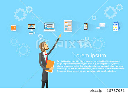 Business Man Pint Finger Choose Tablet Computer 18787081