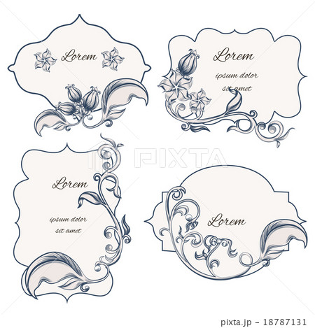 Set floral ornament frame and labels Set floral ornament frame and labels 18787131
