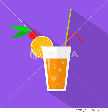Cocktail Drinks Glass Flat Icon Vector 18787536