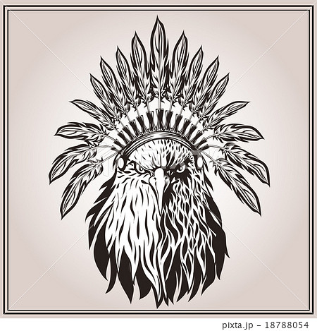 American Eagle Ethnic Indian Headdress Feathersのイラスト素材