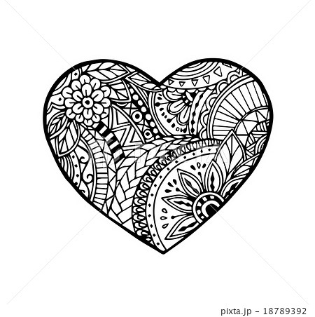 Vector of heart in zentangle styleのイラスト素材 [18789392