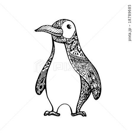 Vector Of Penguin In Zentangle Style のイラスト素材