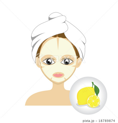 Vector of girl facial mask with lemon mask  18789874