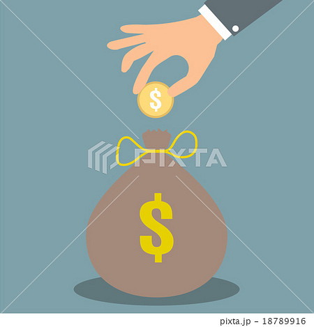 hand put money in bag 18789916
