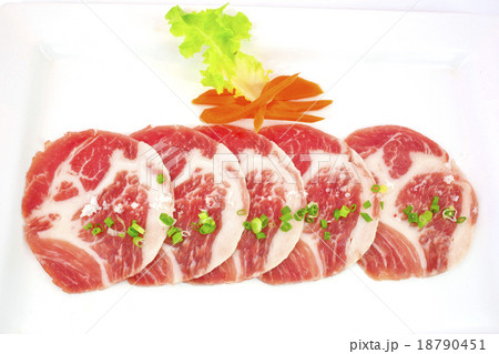 freshness slided pork on white dish for grill 18790451