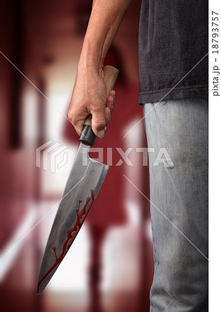 Evil criminal with pocket knife 18793757