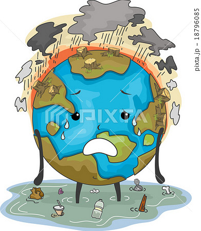 Earth Mascot Environmental Damage Stock Illustration Earth Mascot Environmental Damage Stock Illustration