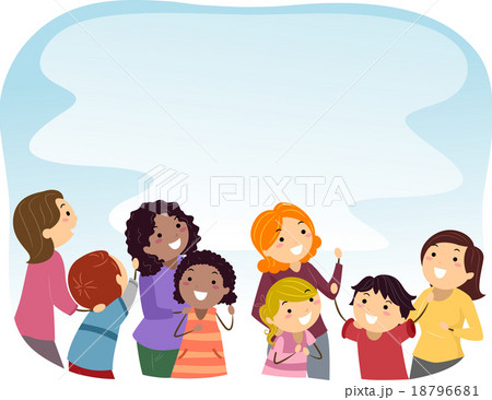 Stickman Moms Kids Looking Up 18796681