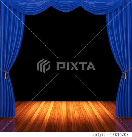 Stage with blue curtains and spotlight. Stage with blue curtains and spotlight. 18810703