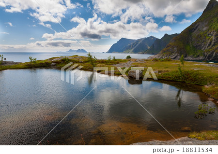 scenic view of fjord and ountains, Norway, Lofoten scenic view of fjord and ountains, Norway, Lofoten 18811534