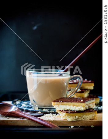 Cocoa with Chocolate Cookies on Black Background 18812026
