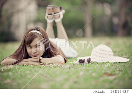 Beautiful young woman. Outdoor portrait 18815487