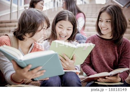 group of happy teen high school students outdoors group of happy teen high school students outdoors 18818149