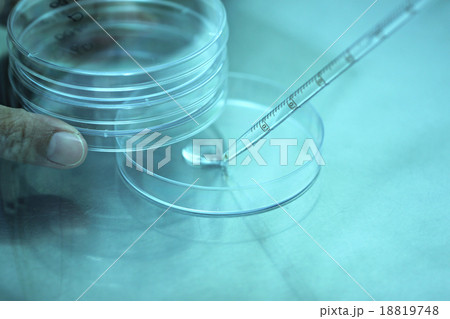 Blue light of Pipette adding fluid water to test tubes. 18819748