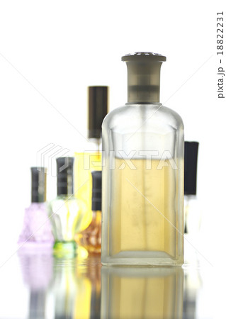 Many Bottle with Gold Perfume color isolated. 18822231