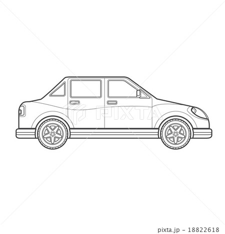 outline saloon car body style illustration icon. 18822618