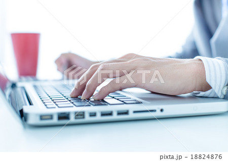 Businessman analyzing investment charts with laptop. Accounting 18824876