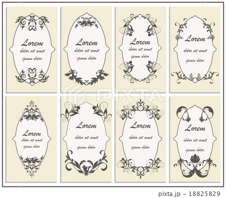 Set floral ornament frame 18825829