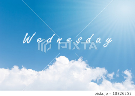 Blue sky background with wednesday clouds word 18826255