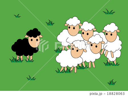 Black and white sheep. Black sheep different,alone 18828063