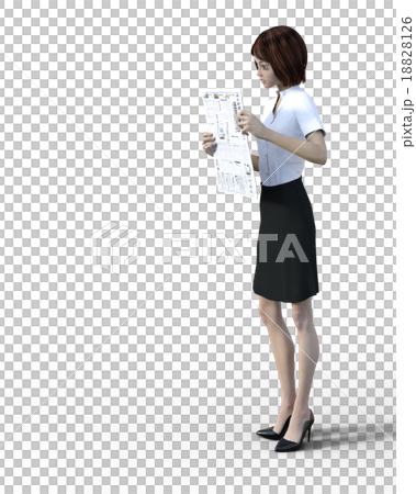 Reading newspaper business woman perming3DCG illustrations material 18828126